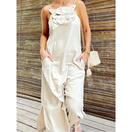 Women's Black Red Apricot Summer Spring Maxi Dress Cotton Linen Dresses Casual Dress Strap Dress Basic Modern Daily Weekend Loose Fit Plain Spaghetti