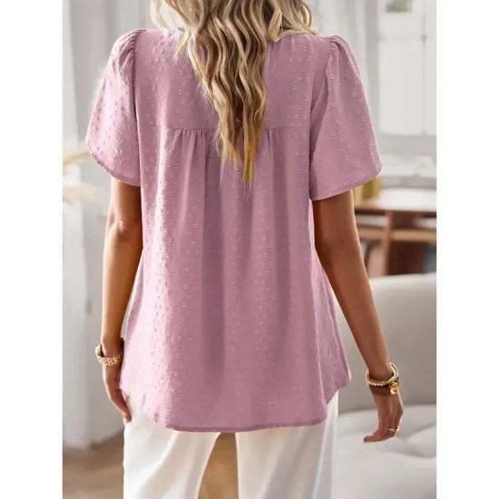 Women's T Shirt Plain Fashion Modern Casual Short Sleeve Crew Neck Regular Tops Daily Weekend White Pink Brown Summer 2025