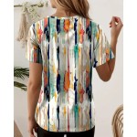 Women's T Shirt Graphic Geometric Striped Vintage Stylish Classic Short Sleeve Crew Neck Regular Tops Daily Print Black White Royal Blue Blue Purple S Women's T Shirt Graphic Geometric Striped Vintage Stylish Classic Short Sleeve Crew Neck Regular Tops Daily Print Black White Royal Blue Blue Purple S