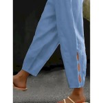 Women's Cotton Linen Pants Chinos Fashion Streetwear Ankle-Length High Waist Plain Pocket Elastic Waistband Comfy Soft Comfortable Micro-elastic Outdo Women's Cotton Linen Pants Chinos Fashion Streetwear Ankle-Length High Waist Plain Pocket Elastic Waistband Comfy Soft Comfortable Micro-elastic Outdo