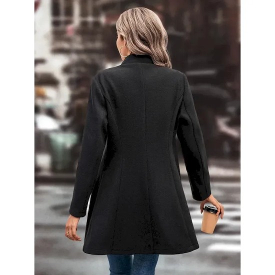 Women's Winter Coat Athleisure Holiday Daily Wear Fall Winter Regular Coat Regular Fit Stylish Casual Jacket Long Sleeve Solid Color Fur Collar Black