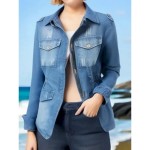 Women's Denim Jacket Outdoor Street Daily Wear Fall Winter Regular Coat Regular Fit Thermal Warm Breathable Stylish Casual Jacket Long Sleeve Solid Co
