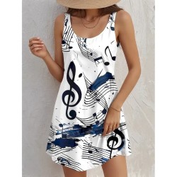 Women's Mini Dress Casual Dress Petite Dress Sundress Summer Dress Casual Vacation Daily Holiday Regular Fit Graphic Sleeveless Crew Neck White Summer
