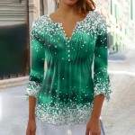 Women's T Shirt Plus Size Shirt T Shirt Henley Shirt Blouse Graphic Polka Dot Flower Basic Long Sleeve Round Neck Regular Tops Casual Weekend Buttons