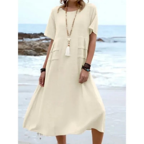 Women's Midi Dress T Shirt Dress Tee Dress Summer Dress Casual Daily Regular Fit Plain Short Sleeve Crew Neck Black Orange Apricot Gray Summer 2025 Women's Midi Dress T Shirt Dress Tee Dress Summer Dress Casual Daily Regular Fit Plain Short Sleeve Crew Neck Black Orange Apricot Gray Summer 2025