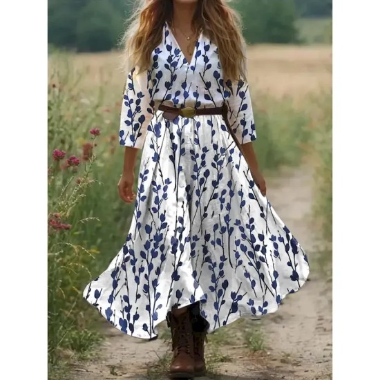 Women's Boho Dress Western Dress Vintage Maxi Dress Sundress Pleated Dress Vacation Casual Boho Going out Beach Standard Fit Floral Graphic 3\/4 Length Women's Boho Dress Western Dress Vintage Maxi Dress Sundress Pleated Dress Vacation Casual Boho Going out Beach Standard Fit Floral Graphic 3\/4 Length