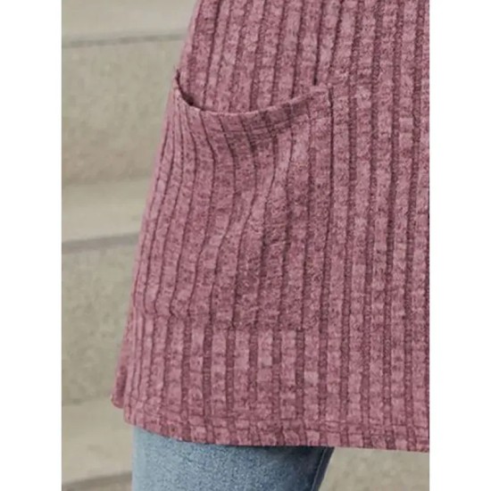 Women's Blouse Pocket Work Stylish Modern Long Sleeve Black Spring Fall 2025