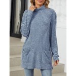 Women's Blouse Pocket Work Stylish Modern Long Sleeve Black Spring Fall 2025