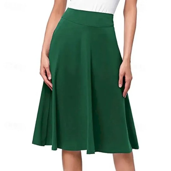 Women's Skirt A Line Knee-length High Waist Skirts Pleated Ruffle Solid Colored Maillard Street Daily Spring Fashion Casual Wine Black Yellow Dark Gre Women's Skirt A Line Knee-length High Waist Skirts Pleated Ruffle Solid Colored Maillard Street Daily Spring Fashion Casual Wine Black Yellow Dark Gre