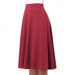 Women's Skirt A Line Knee-length High Waist Skirts Pleated Ruffle Solid Colored Maillard Street Daily Spring Fashion Casual Wine Black Yellow Dark Gre Women's Skirt A Line Knee-length High Waist Skirts Pleated Ruffle Solid Colored Maillard Street Daily Spring Fashion Casual Wine Black Yellow Dark Gre