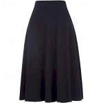 Women's Skirt A Line Knee-length High Waist Skirts Pleated Ruffle Solid Colored Maillard Street Daily Spring Fashion Casual Wine Black Yellow Dark Gre Women's Skirt A Line Knee-length High Waist Skirts Pleated Ruffle Solid Colored Maillard Street Daily Spring Fashion Casual Wine Black Yellow Dark Gre
