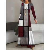 Women's Maxi Dress T Shirt Dress Tee Dress A Line Dress Summer Dress Vacation Casual Beach Daily Regular Fit Graphic Geometric Abstract Long Sleeve Cr Women's Maxi Dress T Shirt Dress Tee Dress A Line Dress Summer Dress Vacation Casual Beach Daily Regular Fit Graphic Geometric Abstract Long Sleeve Cr