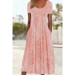 Women's Casual Dress Floral Dress Fashion Daily Regular Fit Floral Short Sleeve Long Dress Maxi Dress Crew Neck Pink Red Blue Grey Fall 2025