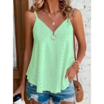 Women's Camisole Tank Top Solid Color Stylish Casual Sleeveless Strap Regular Tops Daily Zipper Eyelet White Yellow Pink Blue Purple Summer 2025 - US Women's Camisole Tank Top Solid Color Stylish Casual Sleeveless Strap Regular Tops Daily Zipper Eyelet White Yellow Pink Blue Purple Summer 2025 - US