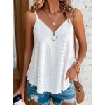 Women's Camisole Tank Top Solid Color Stylish Casual Sleeveless Strap Regular Tops Daily Zipper Eyelet White Yellow Pink Blue Purple Summer 2025 - US Women's Camisole Tank Top Solid Color Stylish Casual Sleeveless Strap Regular Tops Daily Zipper Eyelet White Yellow Pink Blue Purple Summer 2025 - US