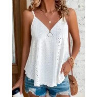 Women's Camisole Tank Top Solid Color Stylish Casual Sleeveless Strap Regular Tops Daily Zipper Eyelet White Yellow Pink Blue Purple Summer 2025 - US