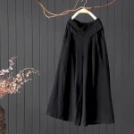 Women's Wide Leg Linen Pants Pants Trousers Fashion Full Length Plain Wide Leg Breathability Comfortable Inelastic Casual Daily Black White Yellow Spr