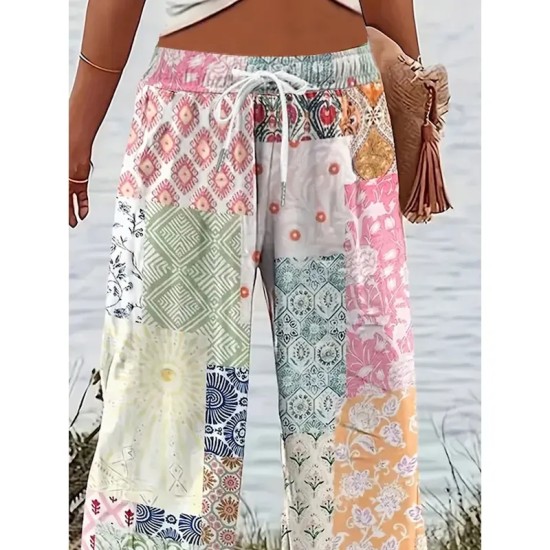 Women's Wide Leg Chinos Baggy Pants Vacation Vintage Fashion Full Length High Waist Graphic Geometric Paisley Printing Micro-elastic Formal Vacation S Women's Wide Leg Chinos Baggy Pants Vacation Vintage Fashion Full Length High Waist Graphic Geometric Paisley Printing Micro-elastic Formal Vacation S