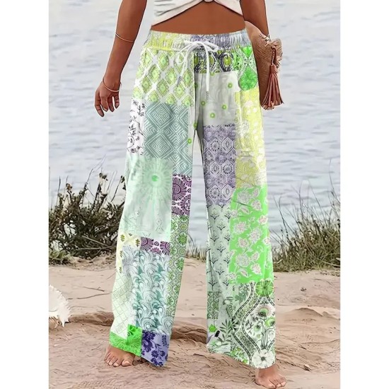 Women's Wide Leg Chinos Baggy Pants Vacation Vintage Fashion Full Length High Waist Graphic Geometric Paisley Printing Micro-elastic Formal Vacation S Women's Wide Leg Chinos Baggy Pants Vacation Vintage Fashion Full Length High Waist Graphic Geometric Paisley Printing Micro-elastic Formal Vacation S