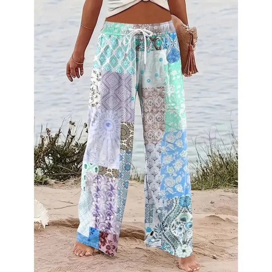 Women's Wide Leg Chinos Baggy Pants Vacation Vintage Fashion Full Length High Waist Graphic Geometric Paisley Printing Micro-elastic Formal Vacation S Women's Wide Leg Chinos Baggy Pants Vacation Vintage Fashion Full Length High Waist Graphic Geometric Paisley Printing Micro-elastic Formal Vacation S