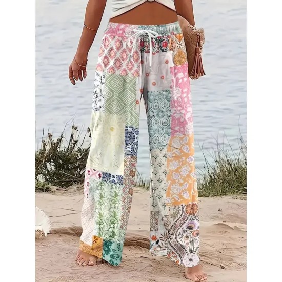 Women's Wide Leg Chinos Baggy Pants Vacation Vintage Fashion Full Length High Waist Graphic Geometric Paisley Printing Micro-elastic Formal Vacation S Women's Wide Leg Chinos Baggy Pants Vacation Vintage Fashion Full Length High Waist Graphic Geometric Paisley Printing Micro-elastic Formal Vacation S