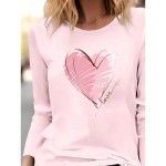 Valentine Women's Heart T Shirt Casual Heart Regular Tops Print Regular Fit Daily Pink Spring Fall Prefall 2025 Valentine Women's Heart T Shirt Casual Heart Regular Tops Print Regular Fit Daily Pink Spring Fall Prefall 2025