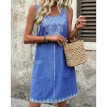 Women's Mini Dress Boho Dress Print Dress Fashion Modern Vacation Daily Holiday Regular Fit Flower Sleeveless U Neck Royal Blue Summer 2025 Women's Mini Dress Boho Dress Print Dress Fashion Modern Vacation Daily Holiday Regular Fit Flower Sleeveless U Neck Royal Blue Summer 2025