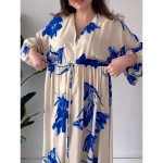Women's Floral V Neck Maxi Dress Long Sleeve Summer Spring 2025 Women's Floral V Neck Maxi Dress Long Sleeve Summer Spring 2025