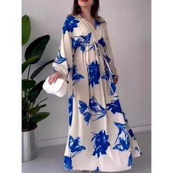 Women's Floral V Neck Maxi Dress Long Sleeve Summer Spring 2025 Women's Floral V Neck Maxi Dress Long Sleeve Summer Spring 2025