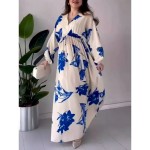 Women's Floral V Neck Maxi Dress Long Sleeve Summer Spring 2025 Women's Floral V Neck Maxi Dress Long Sleeve Summer Spring 2025