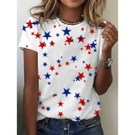 Women's Patriotic T Shirt Graphic Star Vintage Stylish Classic Short Sleeve Crew Neck Regular Tops Daily Weekend Print Black White Pink Summer 2025 Women's Patriotic T Shirt Graphic Star Vintage Stylish Classic Short Sleeve Crew Neck Regular Tops Daily Weekend Print Black White Pink Summer 2025