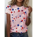 Women's Patriotic T Shirt Graphic Star Vintage Stylish Classic Short Sleeve Crew Neck Regular Tops Daily Weekend Print Black White Pink Summer 2025 Women's Patriotic T Shirt Graphic Star Vintage Stylish Classic Short Sleeve Crew Neck Regular Tops Daily Weekend Print Black White Pink Summer 2025