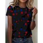 Women's Patriotic T Shirt Graphic Star Vintage Stylish Classic Short Sleeve Crew Neck Regular Tops Daily Weekend Print Black White Pink Summer 2025 Women's Patriotic T Shirt Graphic Star Vintage Stylish Classic Short Sleeve Crew Neck Regular Tops Daily Weekend Print Black White Pink Summer 2025
