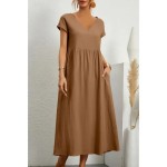 Women's Midi Dress Linen-Inspired Dresses Cotton Linen Dress Basic Classic Modern Vacation Daily Holiday Regular Fit Plain Short Sleeve V Neck Black L Women's Midi Dress Linen-Inspired Dresses Cotton Linen Dress Basic Classic Modern Vacation Daily Holiday Regular Fit Plain Short Sleeve V Neck Black L
