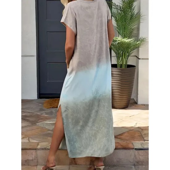 Women's Maxi Dress Sundress Summer Dress Vacation Casual Vacation Daily Regular Fit Ombre Graphic Short Sleeve V Neck Yellow Blue Orange Summer 2025 Women's Maxi Dress Sundress Summer Dress Vacation Casual Vacation Daily Regular Fit Ombre Graphic Short Sleeve V Neck Yellow Blue Orange Summer 2025