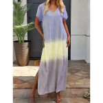 Women's Maxi Dress Sundress Summer Dress Vacation Casual Vacation Daily Regular Fit Ombre Graphic Short Sleeve V Neck Yellow Blue Orange Summer 2025 Women's Maxi Dress Sundress Summer Dress Vacation Casual Vacation Daily Regular Fit Ombre Graphic Short Sleeve V Neck Yellow Blue Orange Summer 2025