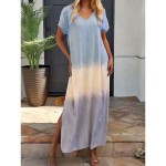Women's Maxi Dress Sundress Summer Dress Vacation Casual Vacation Daily Regular Fit Ombre Graphic Short Sleeve V Neck Yellow Blue Orange Summer 2025 Women's Maxi Dress Sundress Summer Dress Vacation Casual Vacation Daily Regular Fit Ombre Graphic Short Sleeve V Neck Yellow Blue Orange Summer 2025