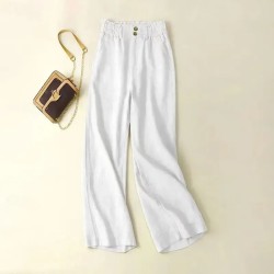 Women's Cotton Linen Pants Pants Trousers Fashion Long Plain Side Pockets Breathability Comfortable Inelastic Casual Daily Black White Beige Spring &