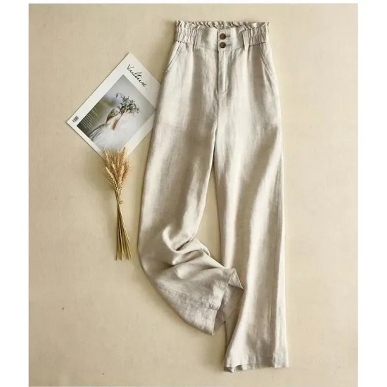 Women's Cotton Linen Pants Pants Trousers Fashion Long Plain Side Pockets Breathability Comfortable Inelastic Casual Daily Black White Beige Spring & Women's Cotton Linen Pants Pants Trousers Fashion Long Plain Side Pockets Breathability Comfortable Inelastic Casual Daily Black White Beige Spring &