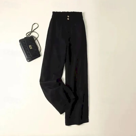 Women's Cotton Linen Pants Pants Trousers Fashion Long Plain Side Pockets Breathability Comfortable Inelastic Casual Daily Black White Beige Spring & Women's Cotton Linen Pants Pants Trousers Fashion Long Plain Side Pockets Breathability Comfortable Inelastic Casual Daily Black White Beige Spring &