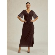 Women's Maxi Dress Sheath Dress Elegant Solid Color Short Sleeve V Neck Brown Summer Spring Fall 2025