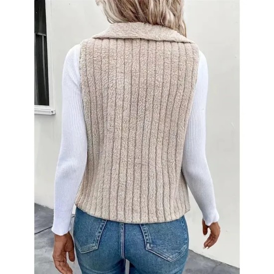 Women's Casual Jacket Outdoor Patchwork Solid Color Windproof Fashion Regular Fit Outerwear Sleeveless Fall pale pinkish gray S 2025