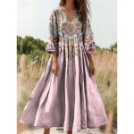 Women's Maxi Dress Sundress A Line Dress Pleated Dress Vacation Casual Boho Going out Standard Fit Floral Graphic Paisley 3\/4 Length Sleeve V Neck Pin Women's Maxi Dress Sundress A Line Dress Pleated Dress Vacation Casual Boho Going out Standard Fit Floral Graphic Paisley 3\/4 Length Sleeve V Neck Pin