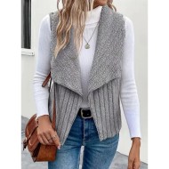 Women's Casual Jacket Outdoor Patchwork Solid Color Windproof Fashion Regular Fit Outerwear Sleeveless Fall pale pinkish gray S 2025