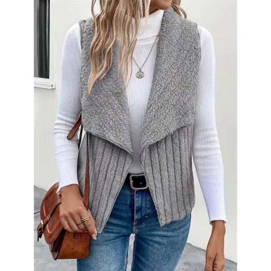 Women's Casual Jacket Outdoor Patchwork Solid Color Windproof Fashion Regular Fit Outerwear Sleeveless Fall pale pinkish gray S 2025