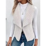 Women's Casual Jacket Outdoor Patchwork Solid Color Windproof Fashion Regular Fit Outerwear Sleeveless Fall pale pinkish gray S 2025