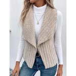 Women's Casual Jacket Outdoor Patchwork Solid Color Windproof Fashion Regular Fit Outerwear Sleeveless Fall pale pinkish gray S 2025