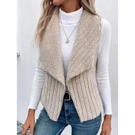 Women's Casual Jacket Outdoor Patchwork Solid Color Windproof Fashion Regular Fit Outerwear Sleeveless Fall pale pinkish gray S 2025