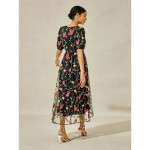 Women's Maxi Dress Black Dress A Line Dress Elegant Stylish Puff Sleeve Vacation Daily Loose Fit Floral Short Sleeve Crew Neck Black Summer 2025 - US