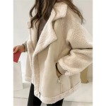 Women's Fleece Jacket Teddy Coat Fur Leather Jackets Warm Breathable Zipper Pocket Fleece Lined Casual Plain Vacation Street Daily Wear Going out Zipp